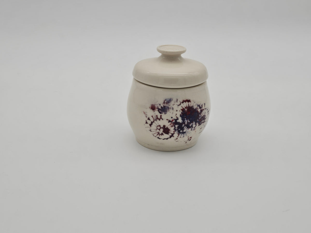Porcelain Container with abstract flowers