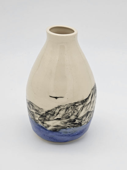 Vase Blue Sea and Birds