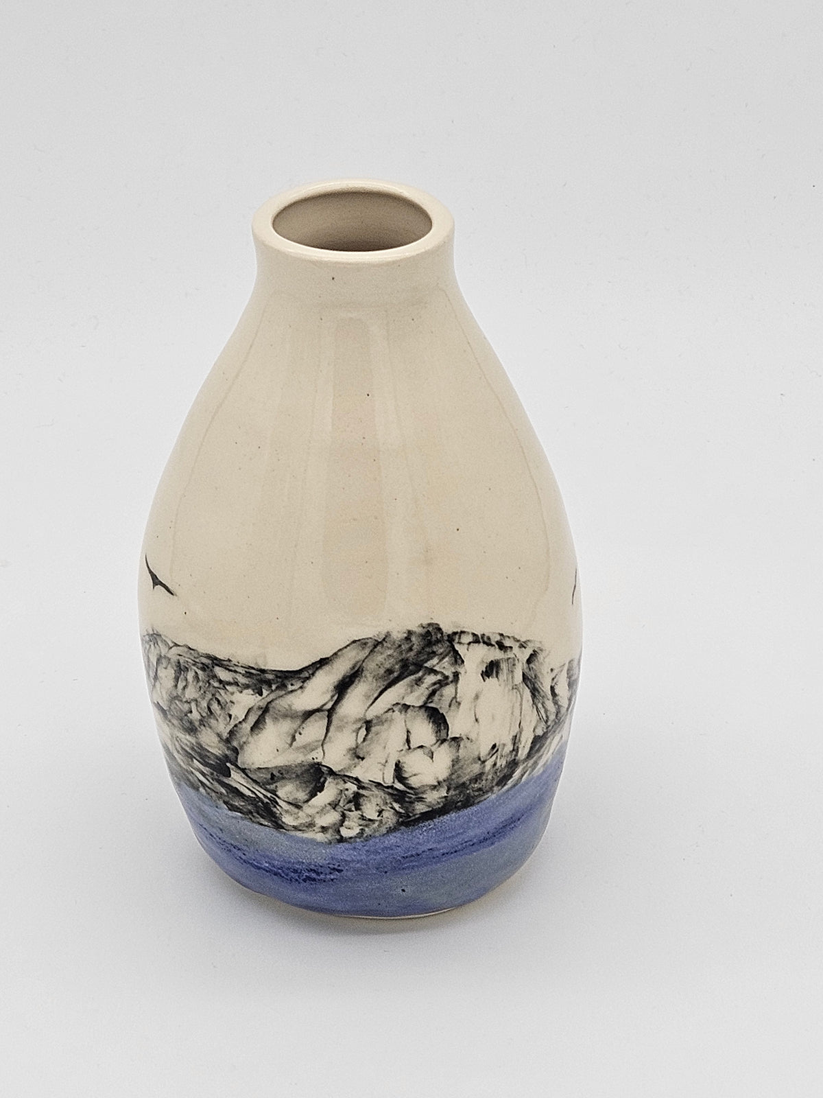 Vase Blue Sea and Birds