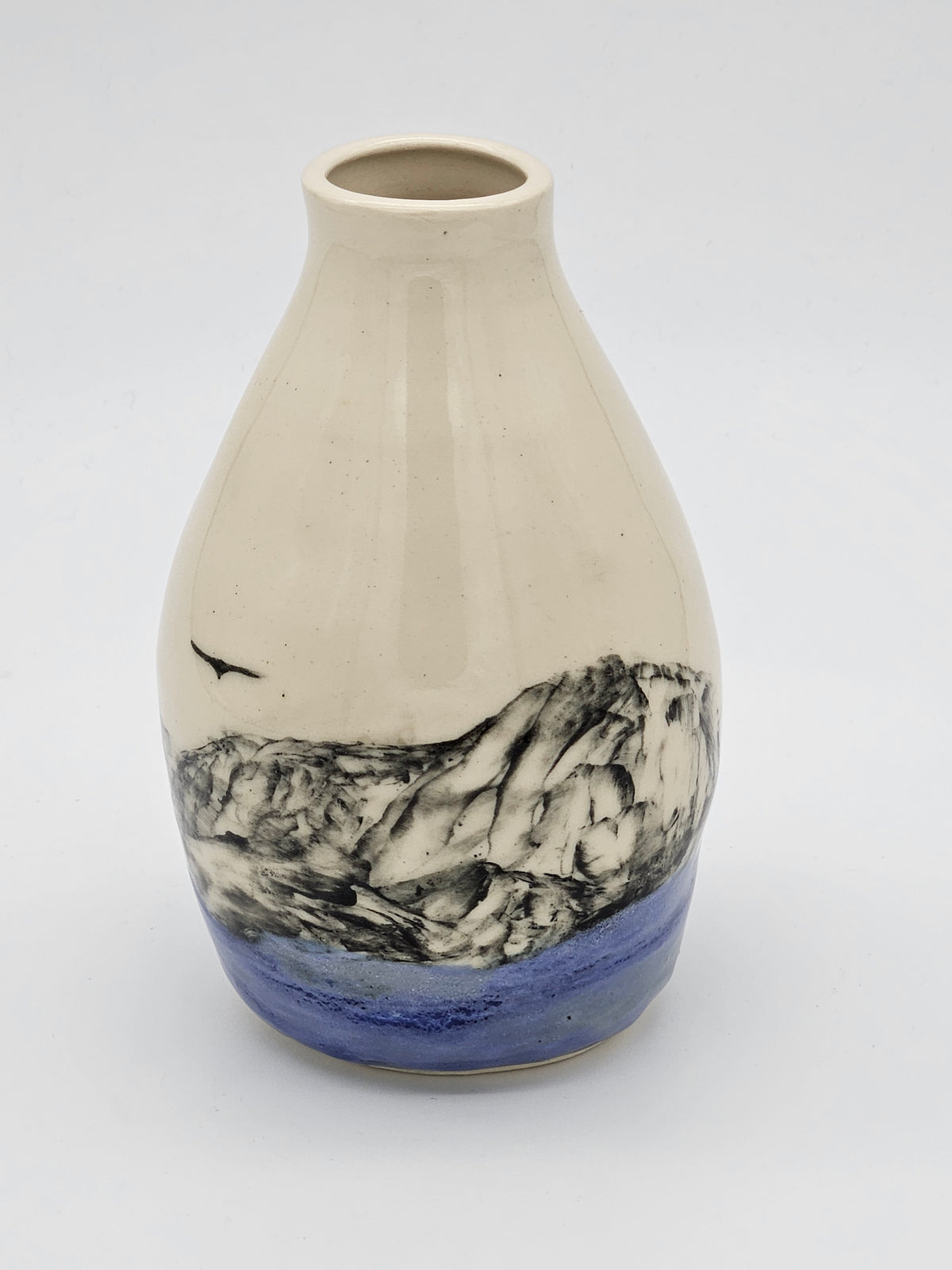 Vase Blue Sea and Birds