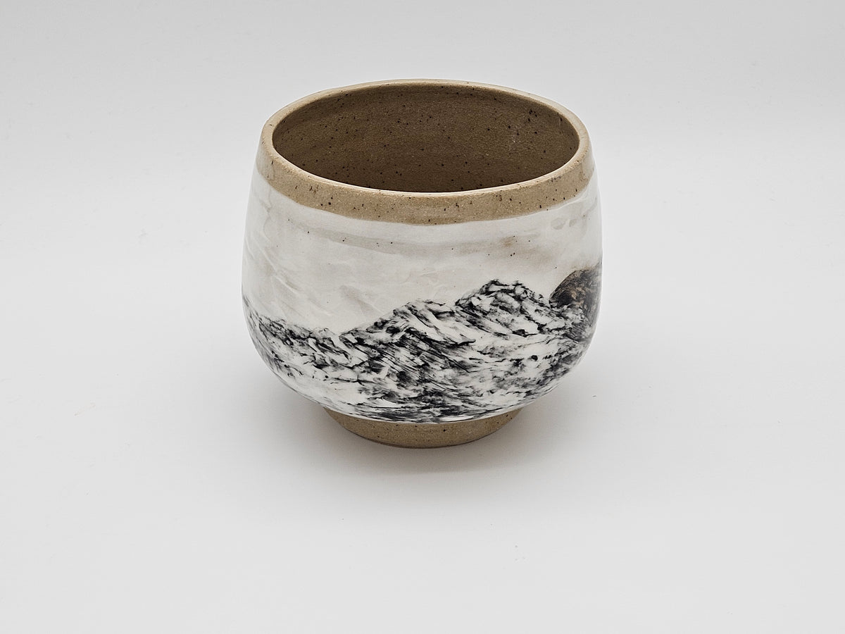 Vase - Mountain Scene - Brown, White, and Black