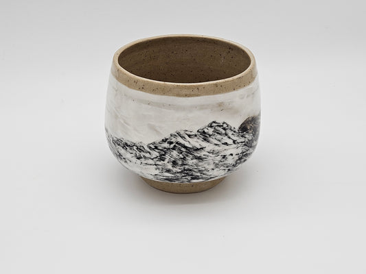 Vase - Mountain Scene - Brown, White, and Black