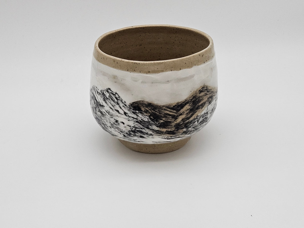 Vase - Mountain Scene - Brown, White, and Black