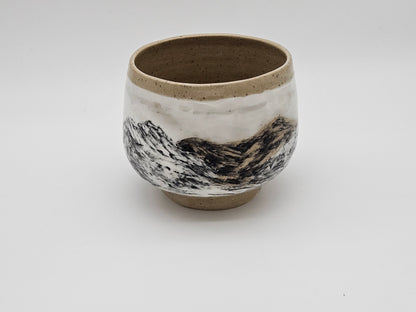 Vase - Mountain Scene - Brown, White, and Black