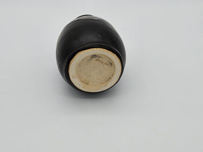 Vase - Small Matt Black with maroon drips