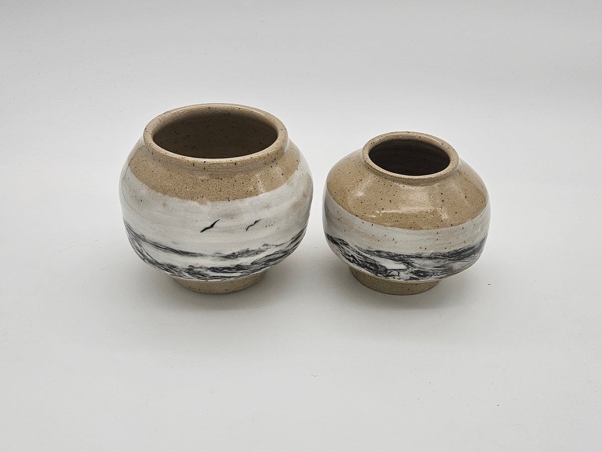 Handmade Stoneware Vases Inspired by Mountains & Birds